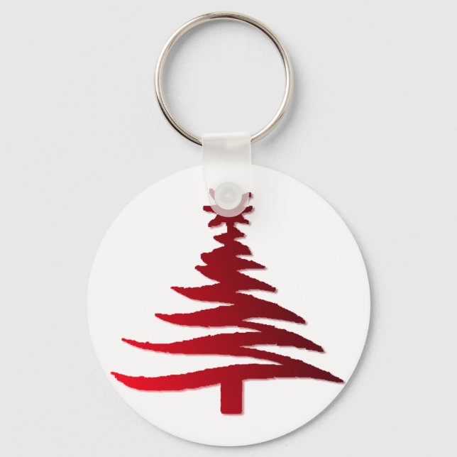 Christmas Tree Stencil Red Key Ring (Front)