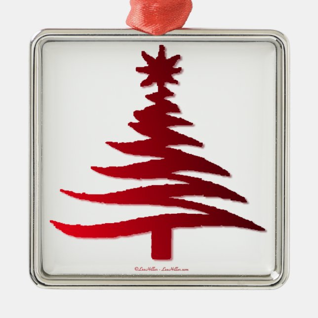 Christmas Tree Stencil Red Metal Tree Decoration (Front)