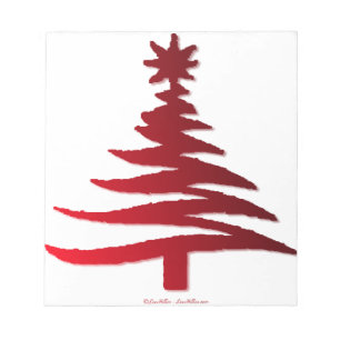 Christmas Tree Stencil Red Notepad