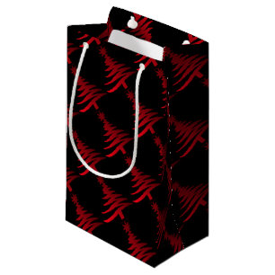 Christmas Tree Stencil Red on Black Small Gift Bag