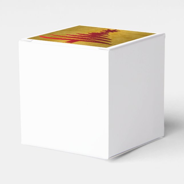 Christmas Tree Stencil Red on Gold Favour Box (Front Side)