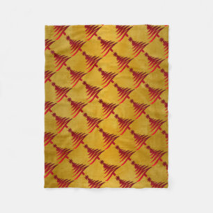 Christmas Tree Stencil Red on Gold Fleece Blanket