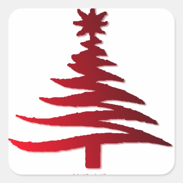Christmas Tree Stencil Red Square Sticker (Front)