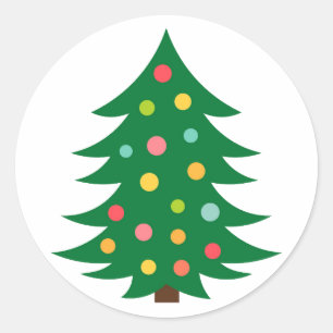 Christmas tree sticker. classic round sticker