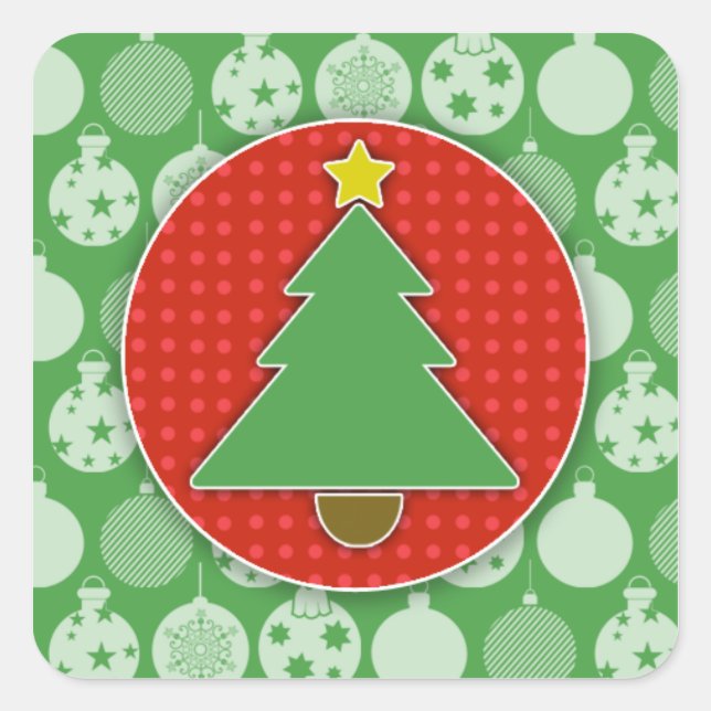 Christmas Tree Stickers (Square) (Front)