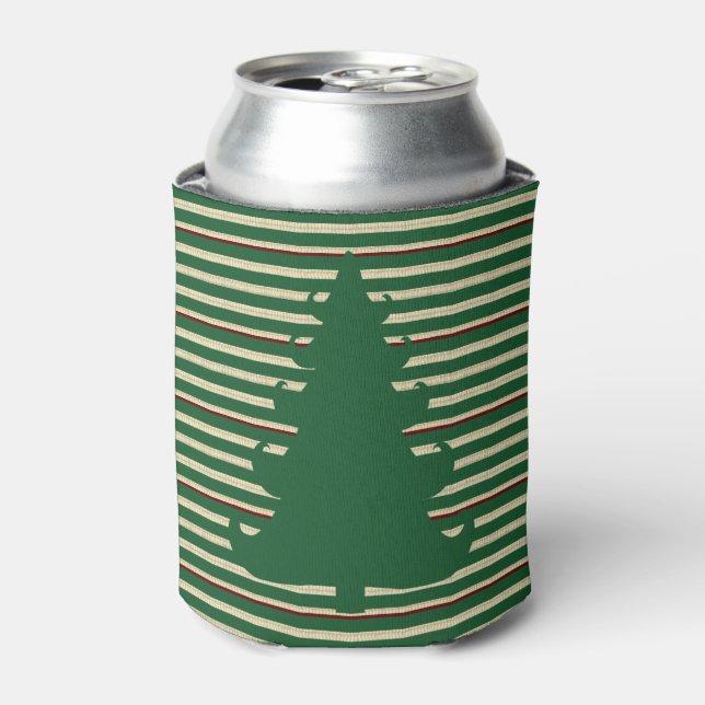 Christmas tree striped  can cooler (Can Front)