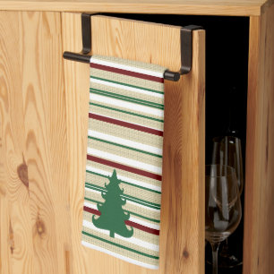 Christmas tree striped kitchen towel