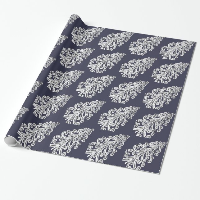 Christmas Tree Swirly Cut Out Wrapping Paper (Unrolled)