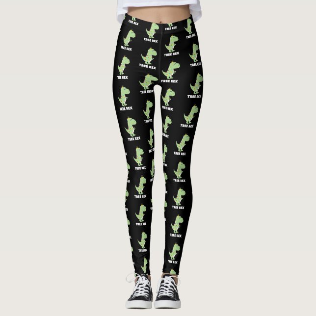 Christmas Tree T Rex Dinosaur Funny Gift Leggings (Front)