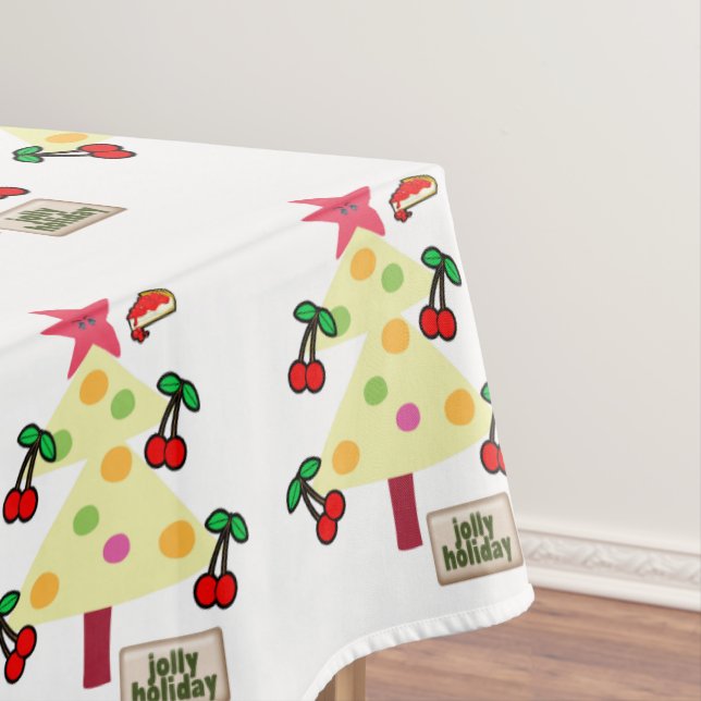 Christmas Tree Tablecloth, Cherries Jolly Holiday  Tablecloth (In Situ)