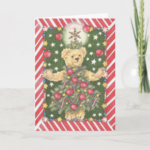 Christmas Tree Teddy Bear Juggler Card