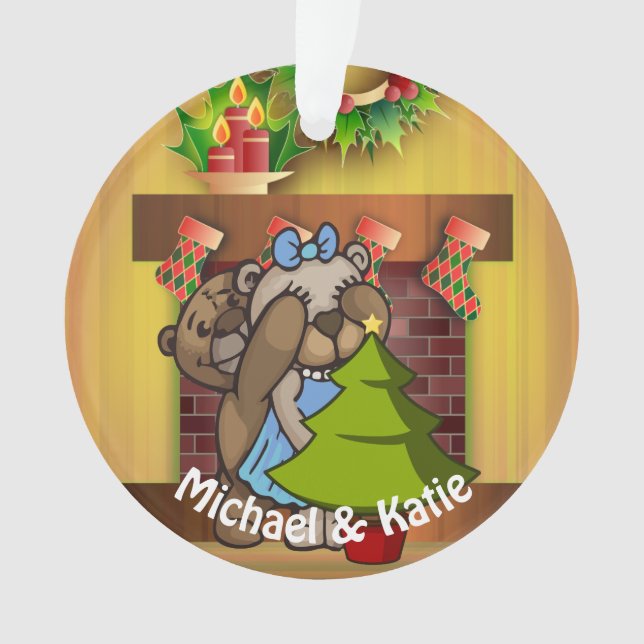 Christmas Tree Teddy Bear Surprise Ornament (Front)