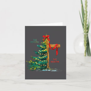 Christmas Tree The Season Jesus Cross Faith Holida Card