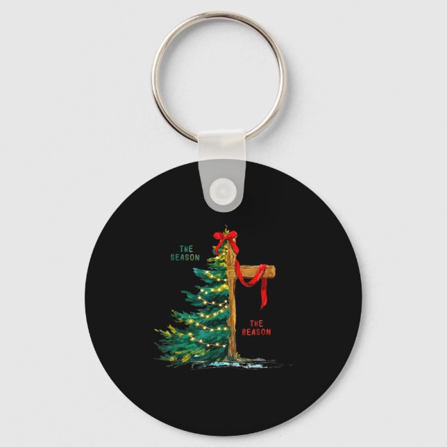 Christmas Tree The Season Jesus Cross Faith Holida Key Ring (Front)