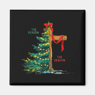 Christmas Tree The Season Jesus Cross Faith Holida Magnet