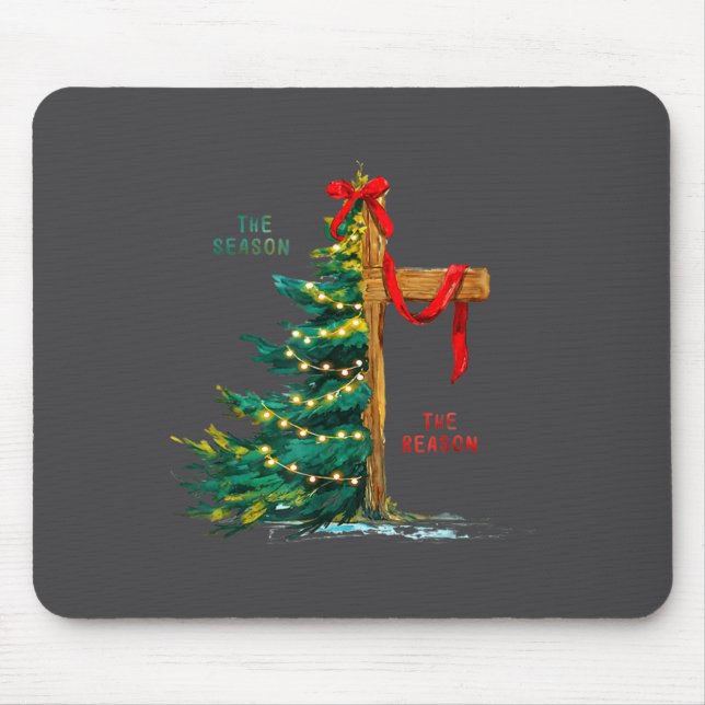 Christmas Tree The Season Jesus Cross Faith Holida Mouse Mat (Front)