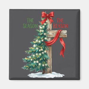 Christmas Tree The Season Jesus Cross The Reason X Magnet