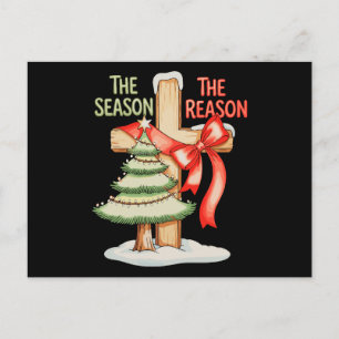 Christmas Tree The Season Reason Cross Xmas Faith Holiday Postcard