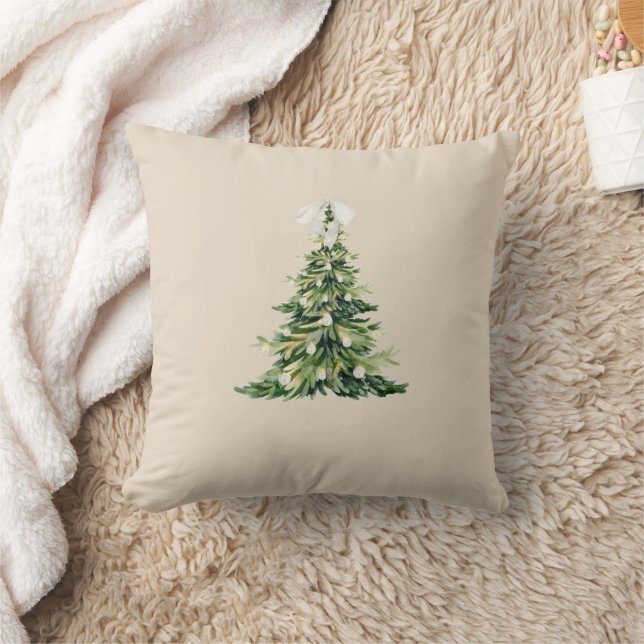 Christmas Tree Throw Pillow with Bow (Blanket)