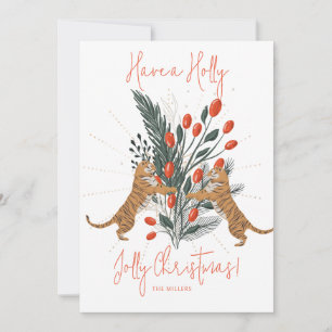Christmas Tree & Tigers Holly Jolly Christmas Card