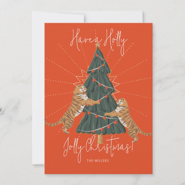 Christmas Tree & Tigers Jolly Christmas Card (Front)