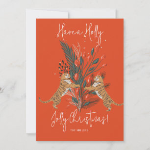 Christmas Tree & Tigers Jolly Christmas Card