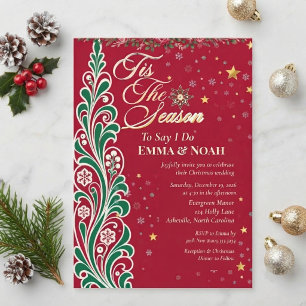 Christmas Tree, Tis The Season to Say I Do Wedding Invitation