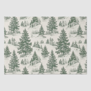 Christmas Tree  Toile  De Jouy Green Tissue Paper