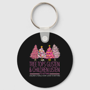 Christmas Tree Tops Glisten And Children Listen To Key Ring
