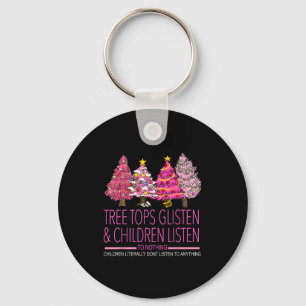 Christmas Tree Tops Glisten And Children Listen To Key Ring