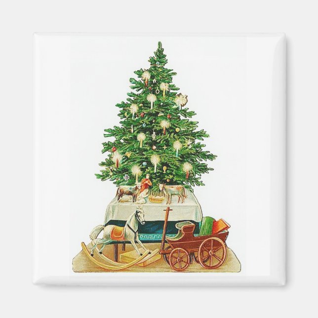 Christmas Tree & Toys Vintage Magnet (Front)