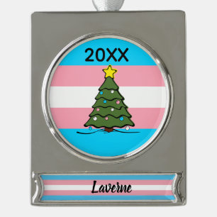 Christmas Tree Trans Flag Banner Ornament