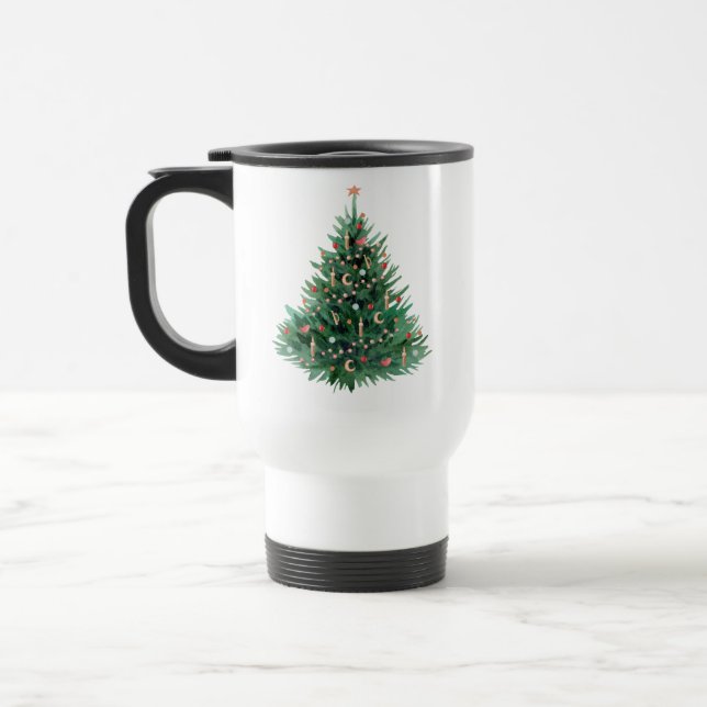 Christmas tree  travel mug (Left)