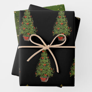 Christmas Tree Trio Wrapping Paper Sheet