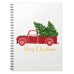 Christmas tree truck Notebook 80 White