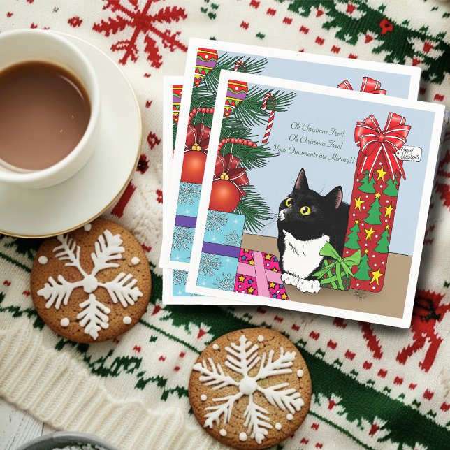 Christmas Tree Tuxedo Cat Napkin (Creator Uploaded)