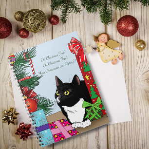 Christmas Tree Tuxedo Cat Notebook