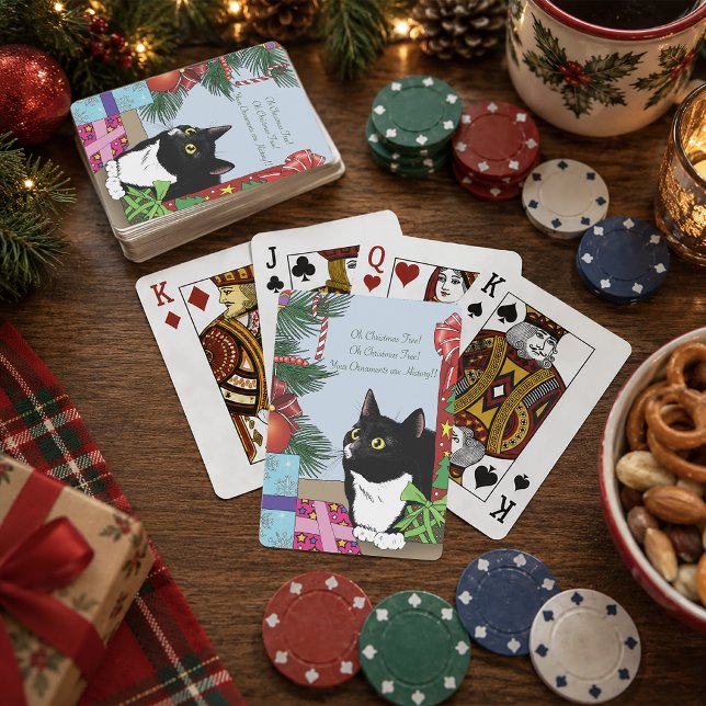 Christmas Tree Tuxedo Cat Playing Cards (Creator Uploaded)