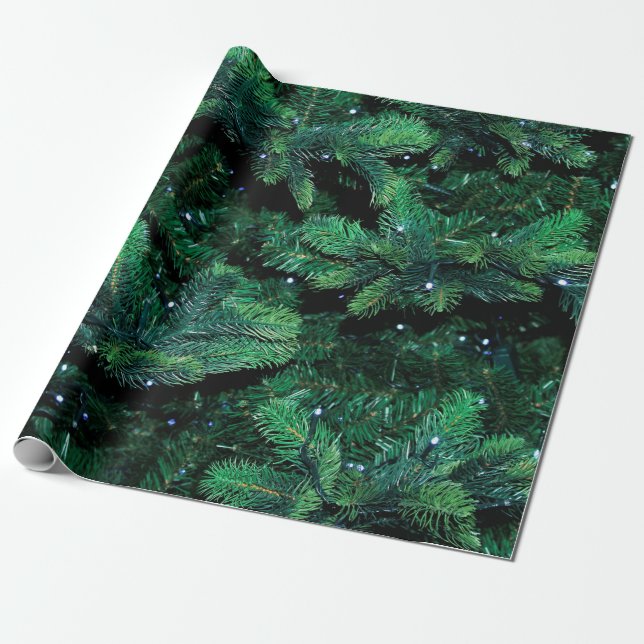 Christmas tree twigs sapling pine wrapping paper (Unrolled)