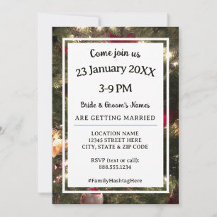 Christmas Tree Twinkle Lights Family Wedding Photo Invitation