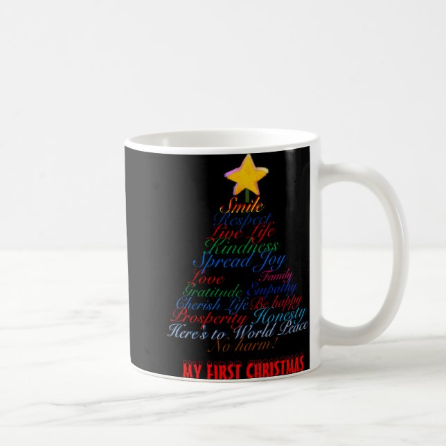 Christmas Tree Tygraphy Babys First Christmas Baby Coffee Mug (Right)