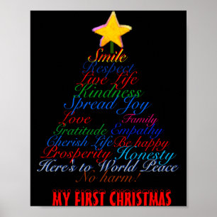 Christmas Tree Tygraphy Babys First Christmas Baby Poster