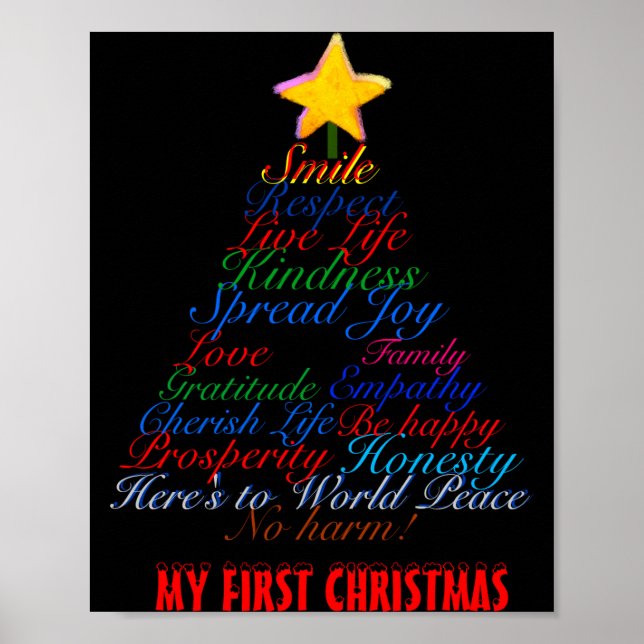 Christmas Tree Tygraphy Babys First Christmas Baby Poster (Front)
