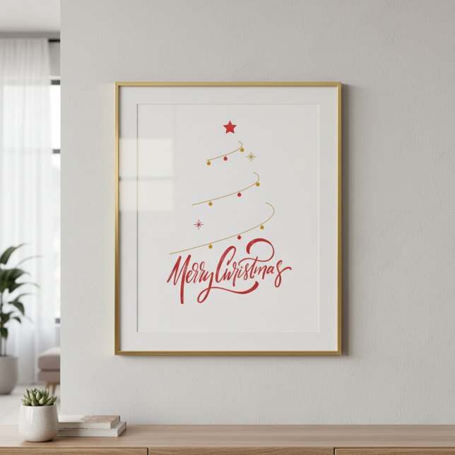Christmas Tree Typography Script Minimalist Poster (Creator Uploaded)