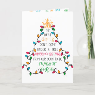 Christmas Tree Typography Soon to Be Family of 3 Holiday Card