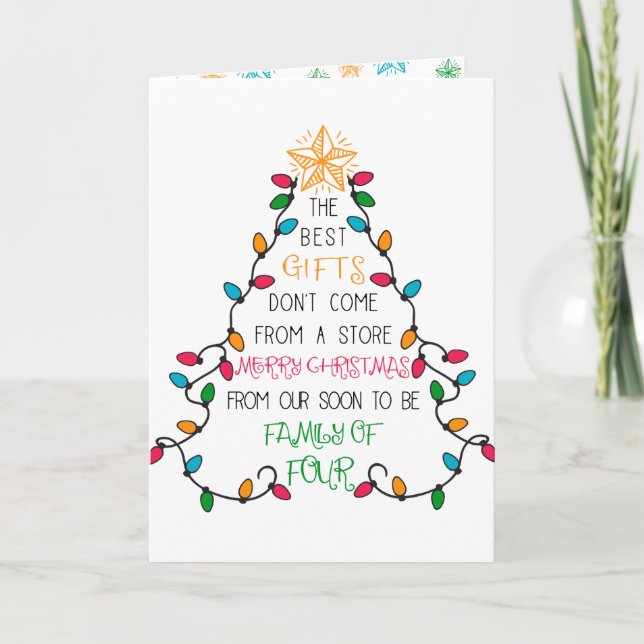Christmas Tree Typography Soon to Be Family of 4 Holiday Card (Front)