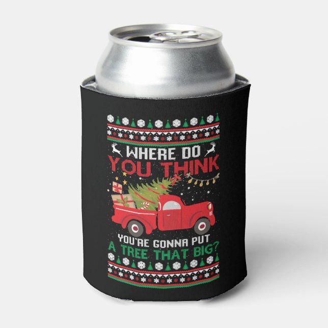 Christmas tree Ugly Christmas Sweater Can Cooler (Can Front)