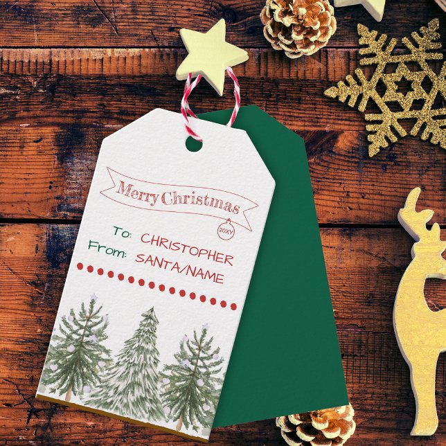 Christmas Tree Unique Vintage Custom Name Gift Tag (Creator Uploaded)