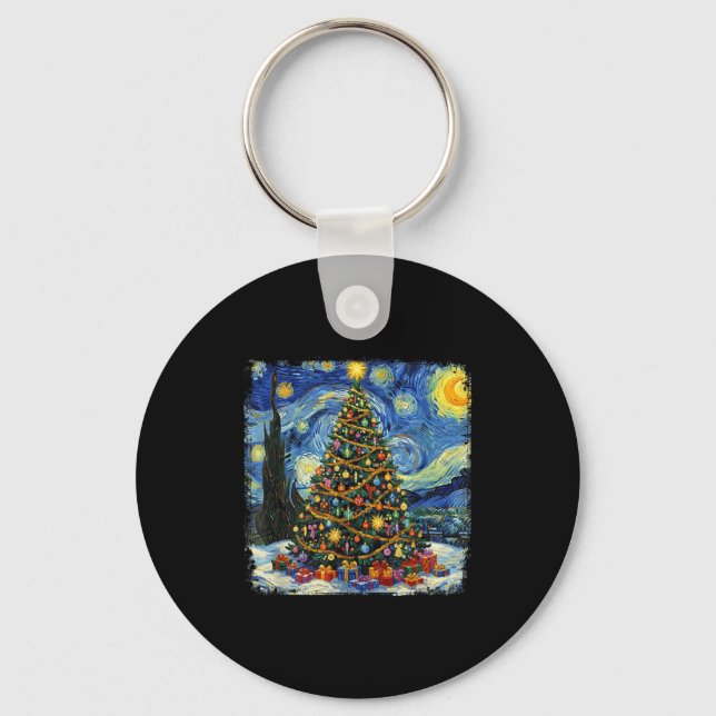 Christmas Tree Van Gogh Starry Night Christmas 202 Key Ring (Front)