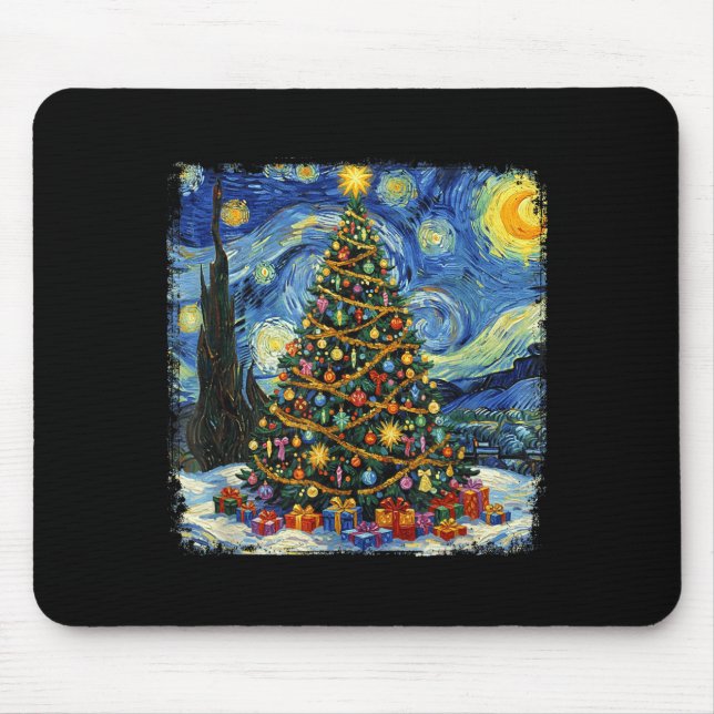 Christmas Tree Van Gogh Starry Night Christmas 202 Mouse Mat (Front)